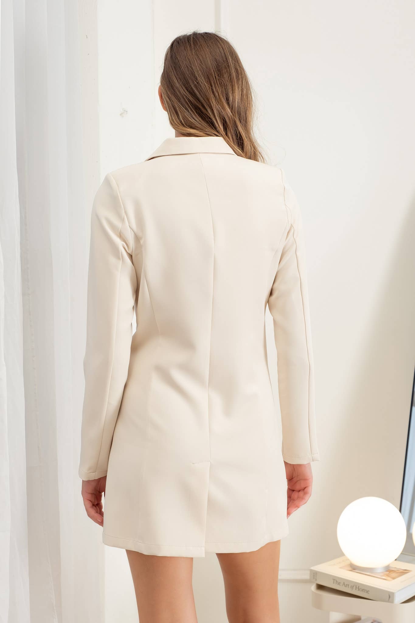 Jaya Collared Button Front Long Sleeve Tunic Blazer