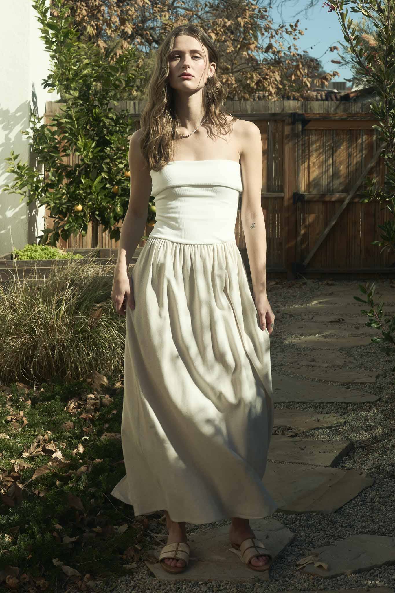 Stella Strapless Fold Over Midi Dress