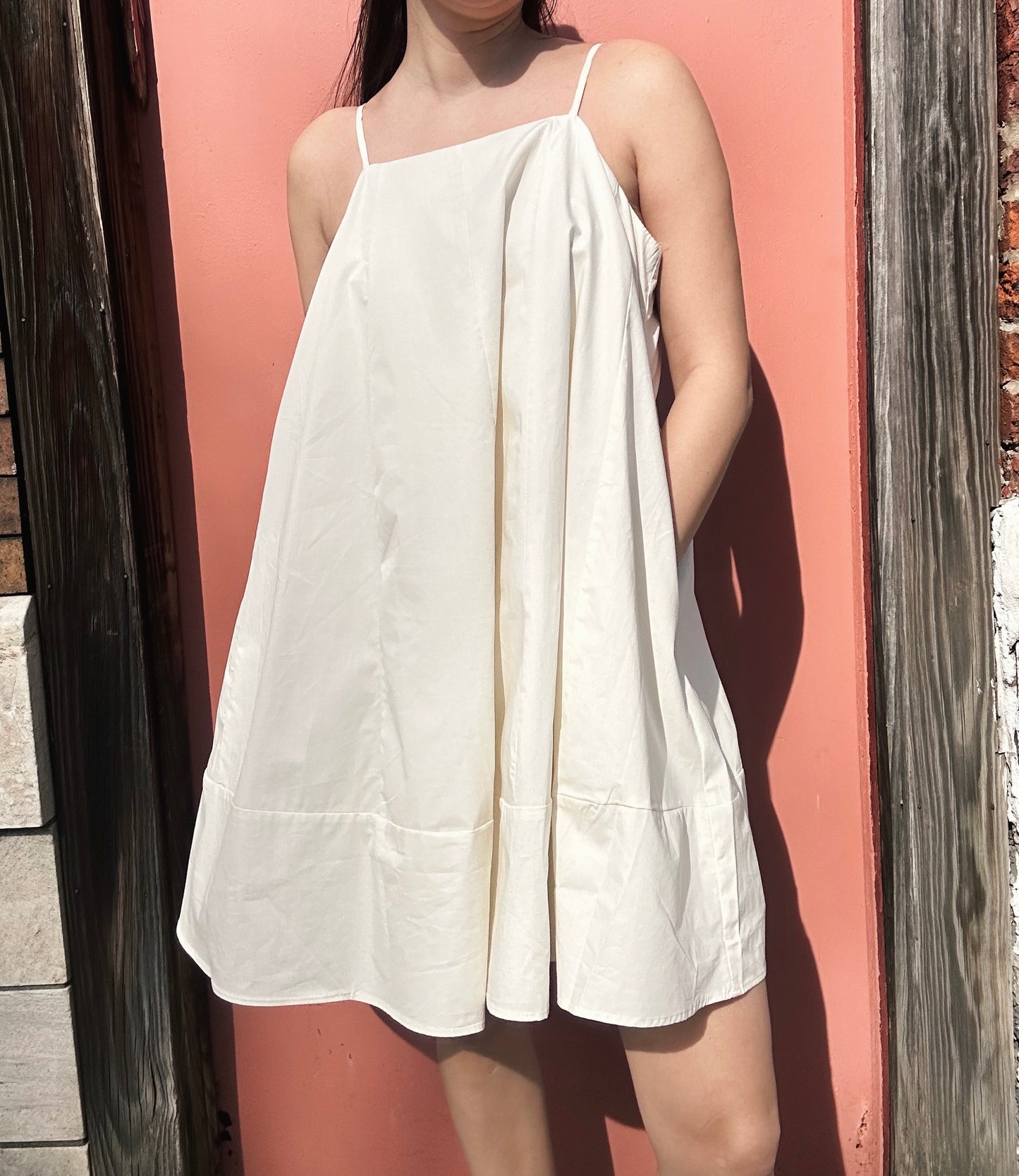 Pearl Swingy A-Line Poplin Mini Dress