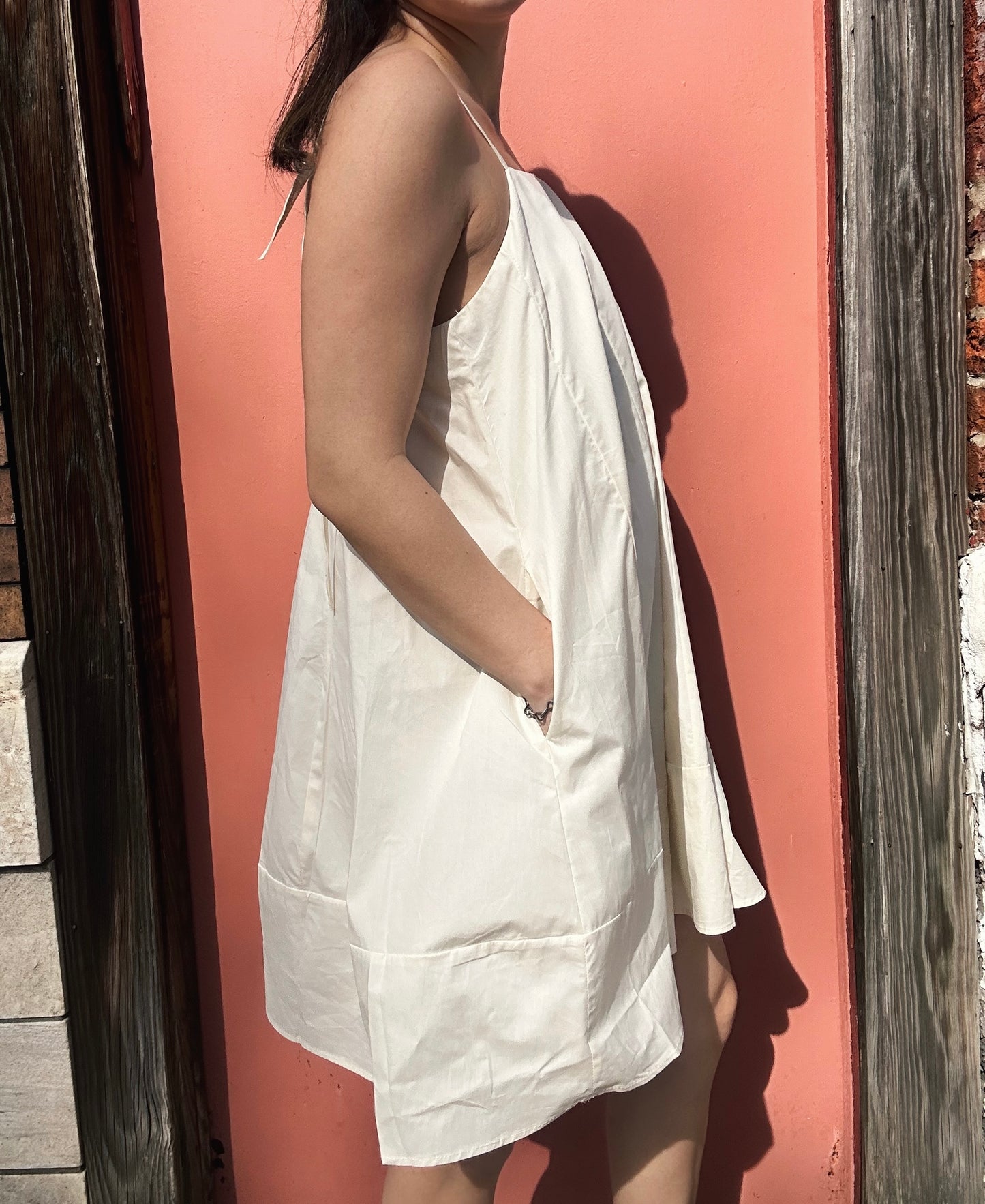 Pearl Swingy A-Line Poplin Mini Dress