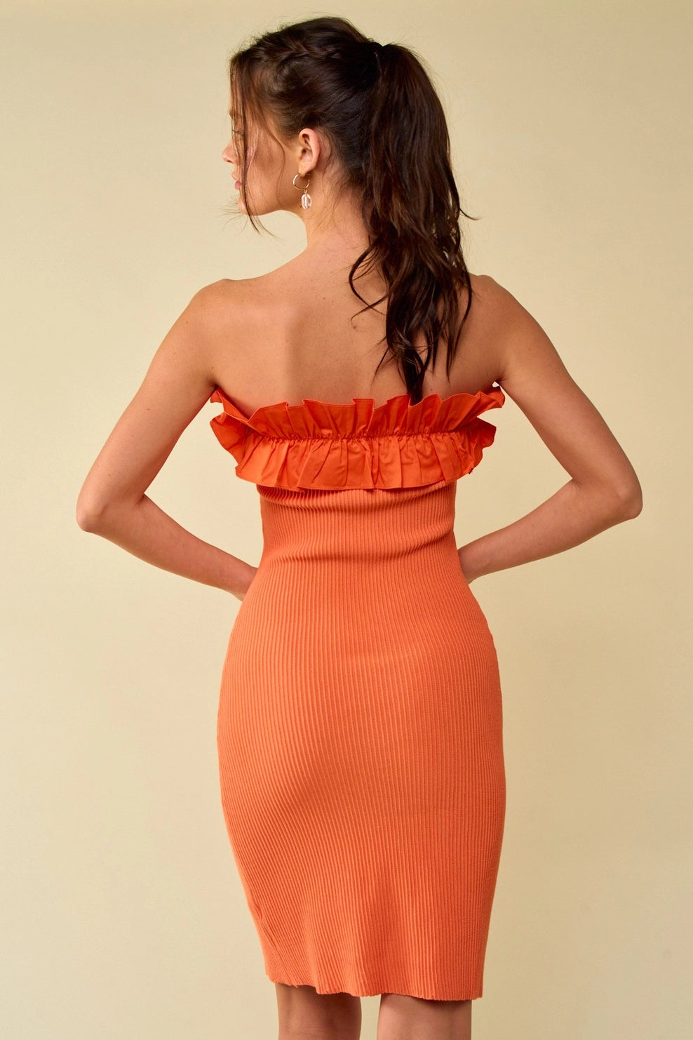 Khloe Orange Ruffled Tube Dress