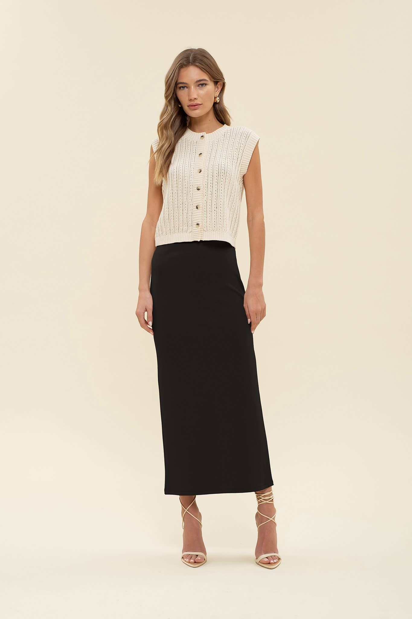 Lola High Waist Side Slit Midi Pencil Skirt