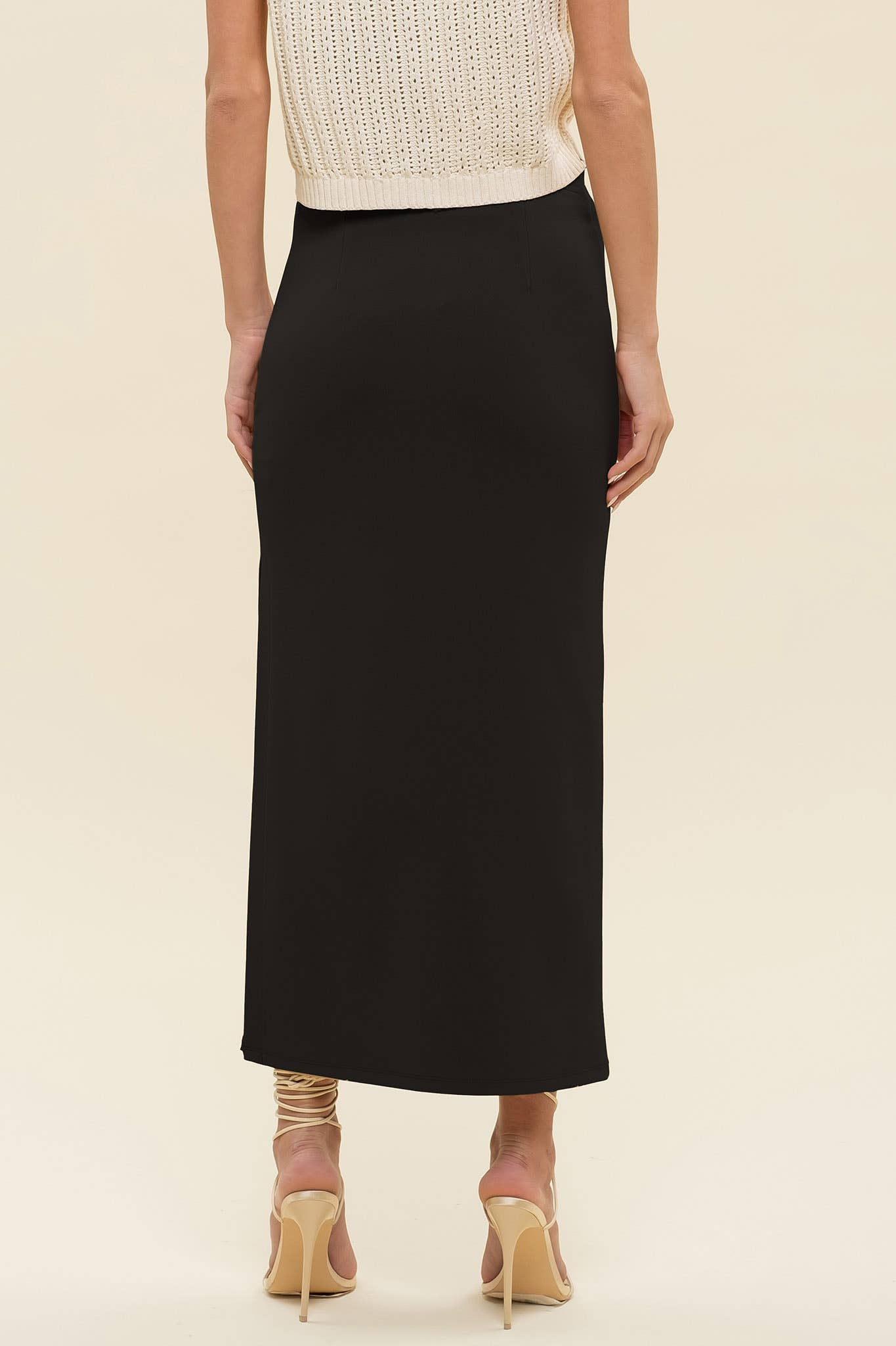 Lola High Waist Side Slit Midi Pencil Skirt