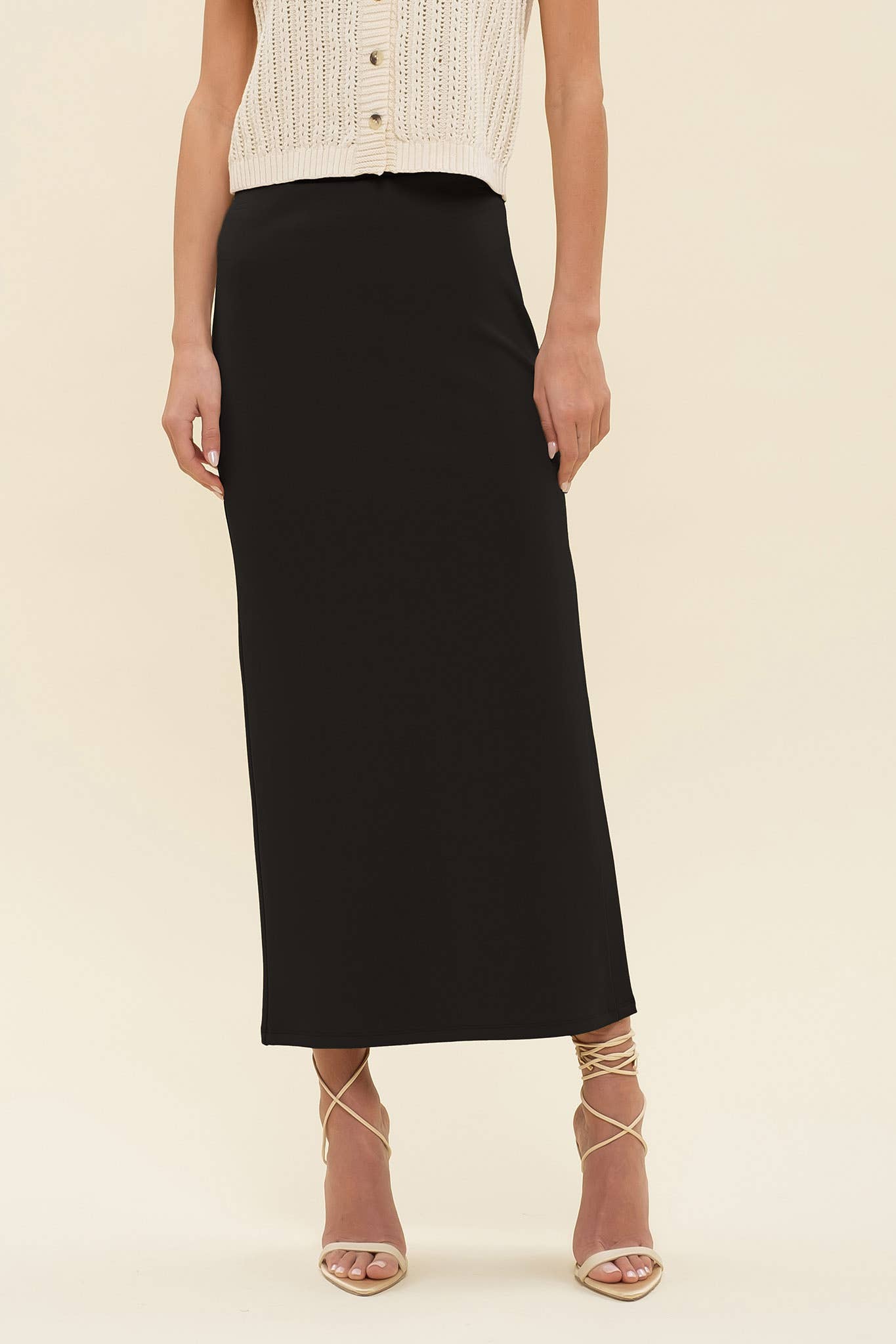 Lola High Waist Side Slit Midi Pencil Skirt