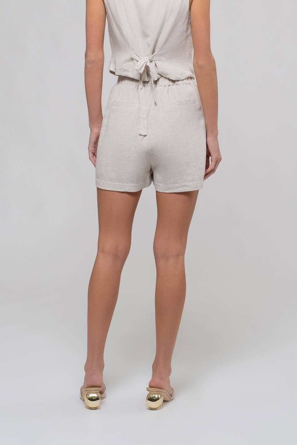 Millie Linen High Elastic Waist Chino Shorts