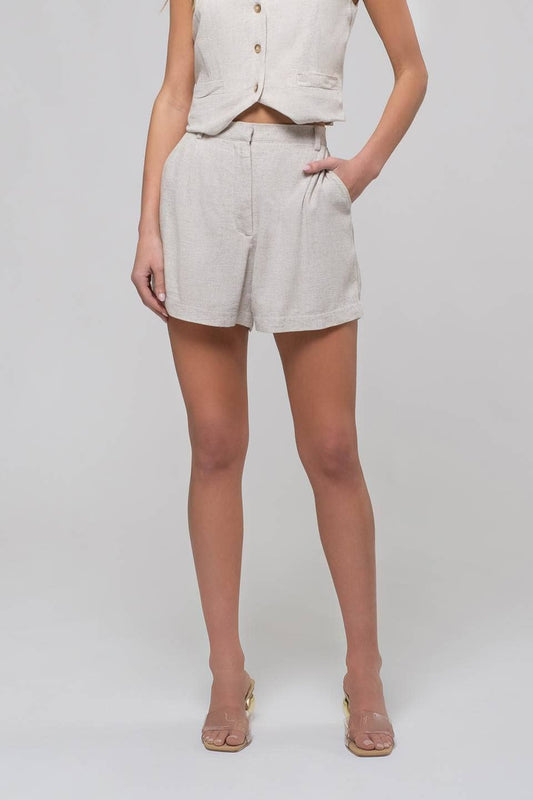 Millie Linen High Elastic Waist Chino Shorts