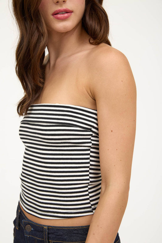 STRIP STRAPLESS FOLD OVER KNIT TOP