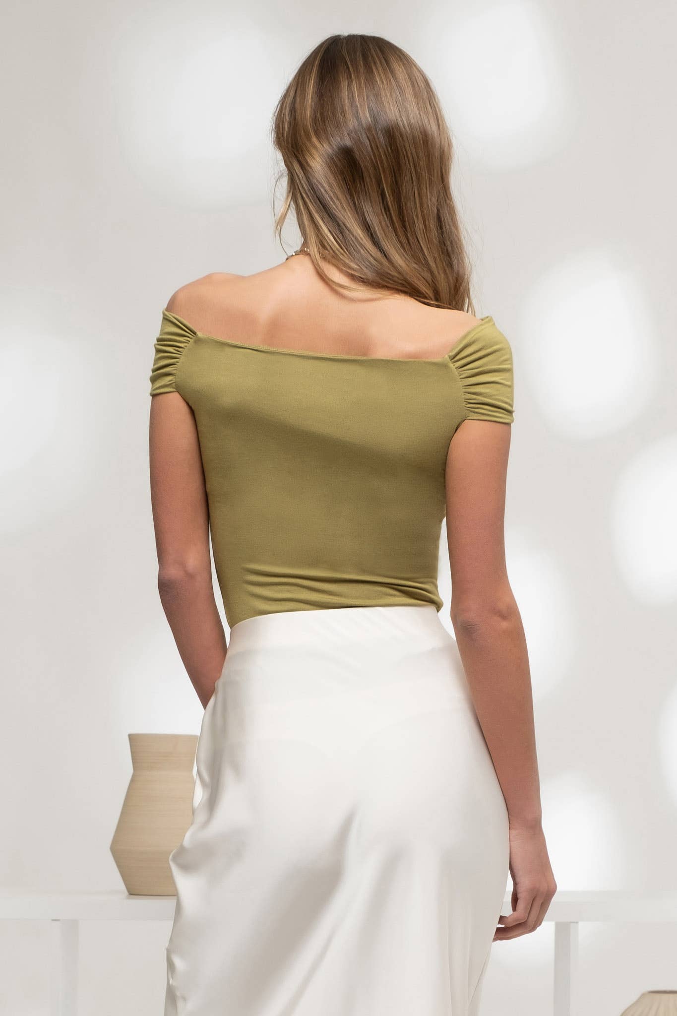 Olive Reversible Off The Shoulder Knit Top