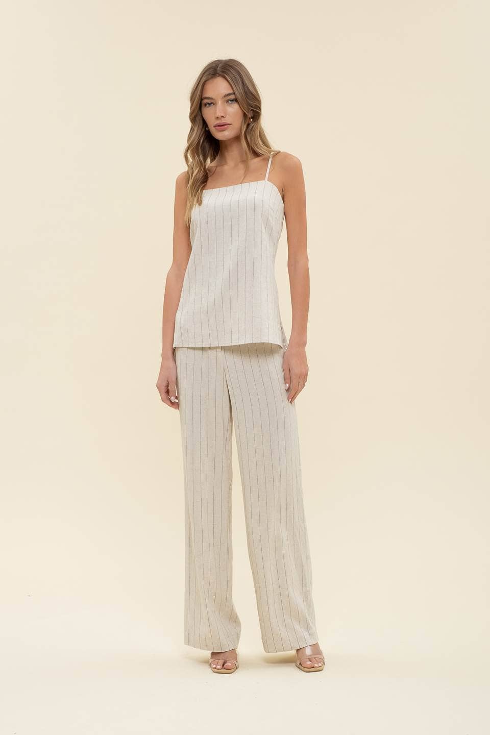 PINSTRIPE LINEN CAMI TOP