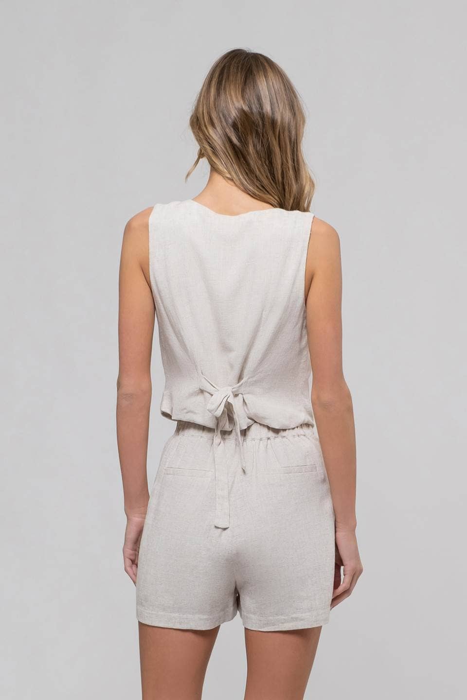 Millie Linen Cropped Vest