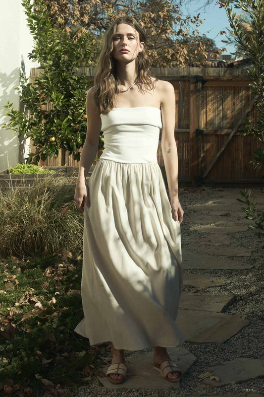 Stella Strapless Fold Over Midi Dress