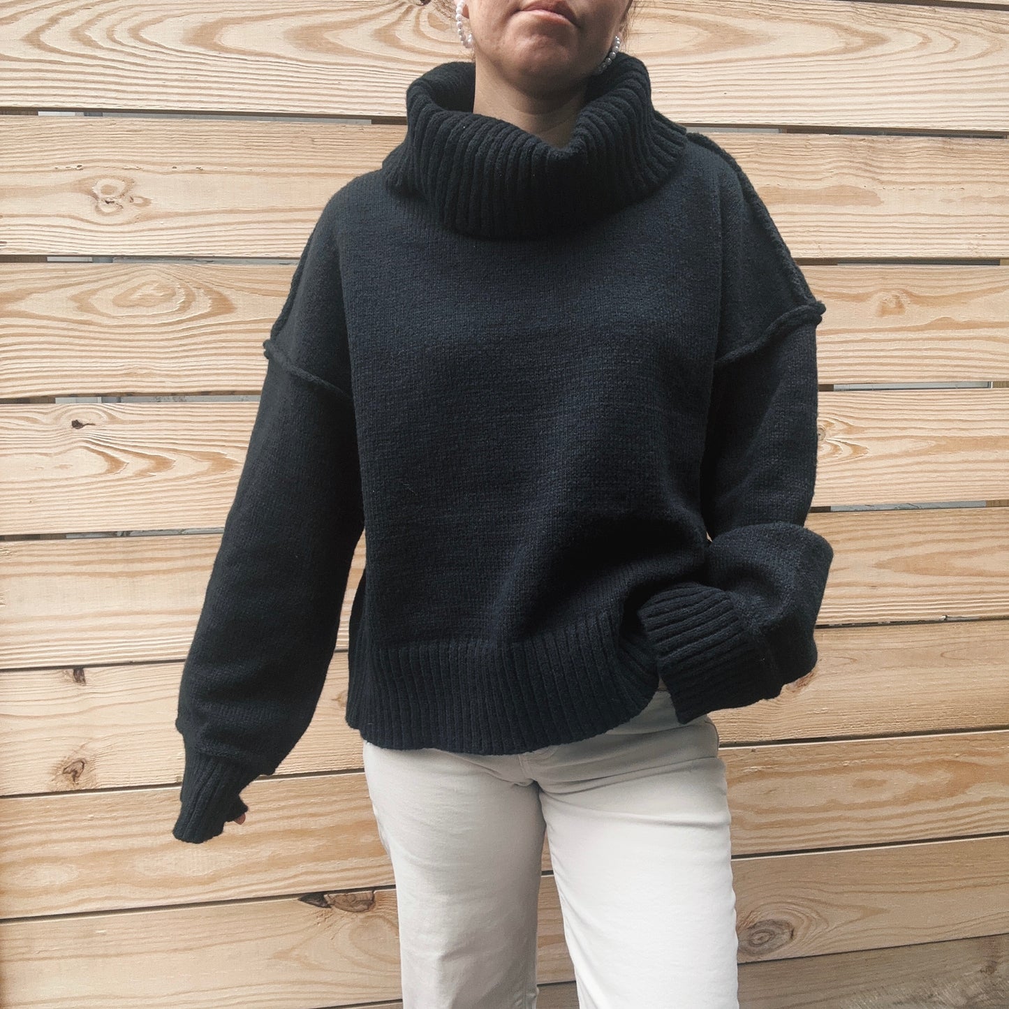 Ebony Chunky Turtleneck Cozy Sweater