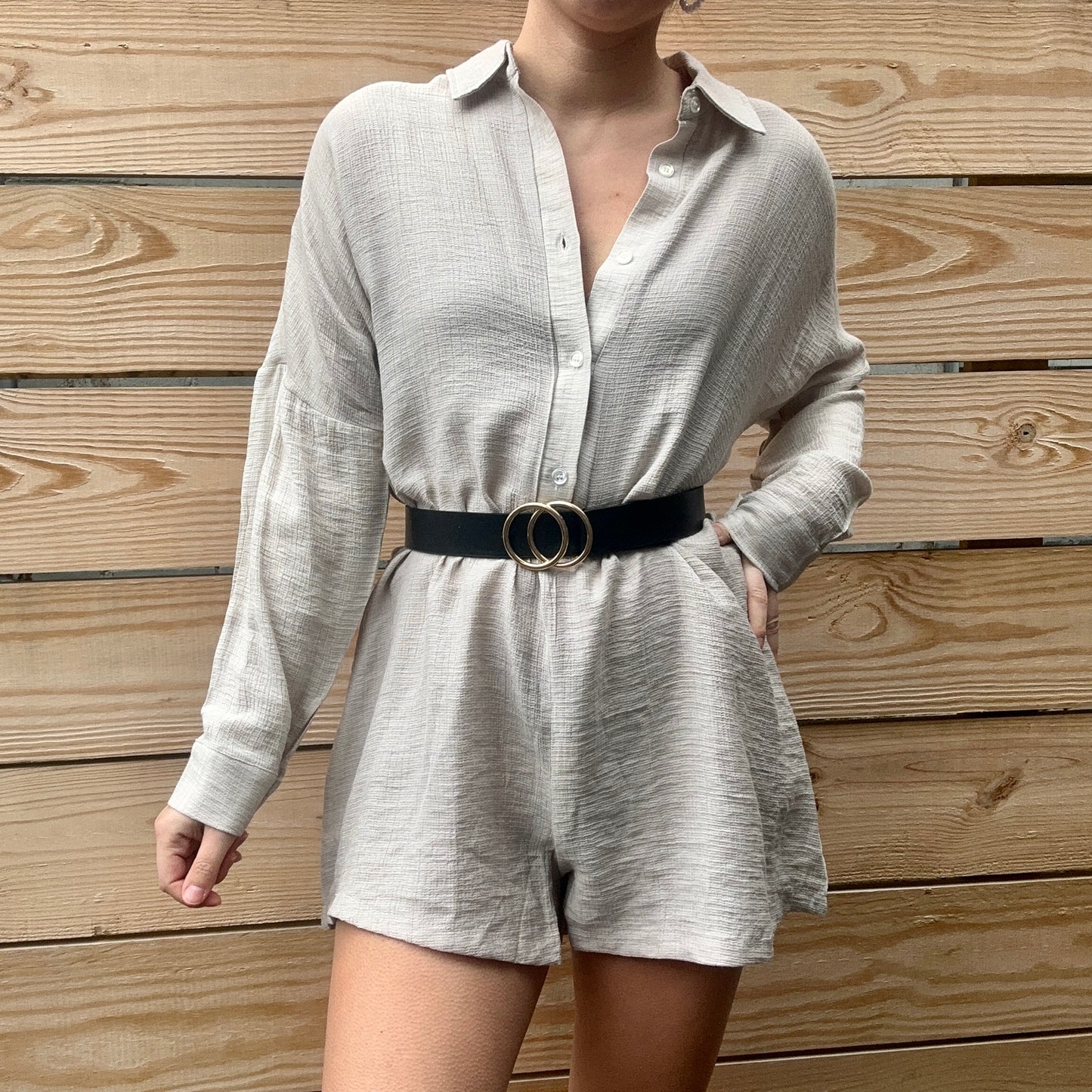 Poppy Long Sleeve Solid Romper