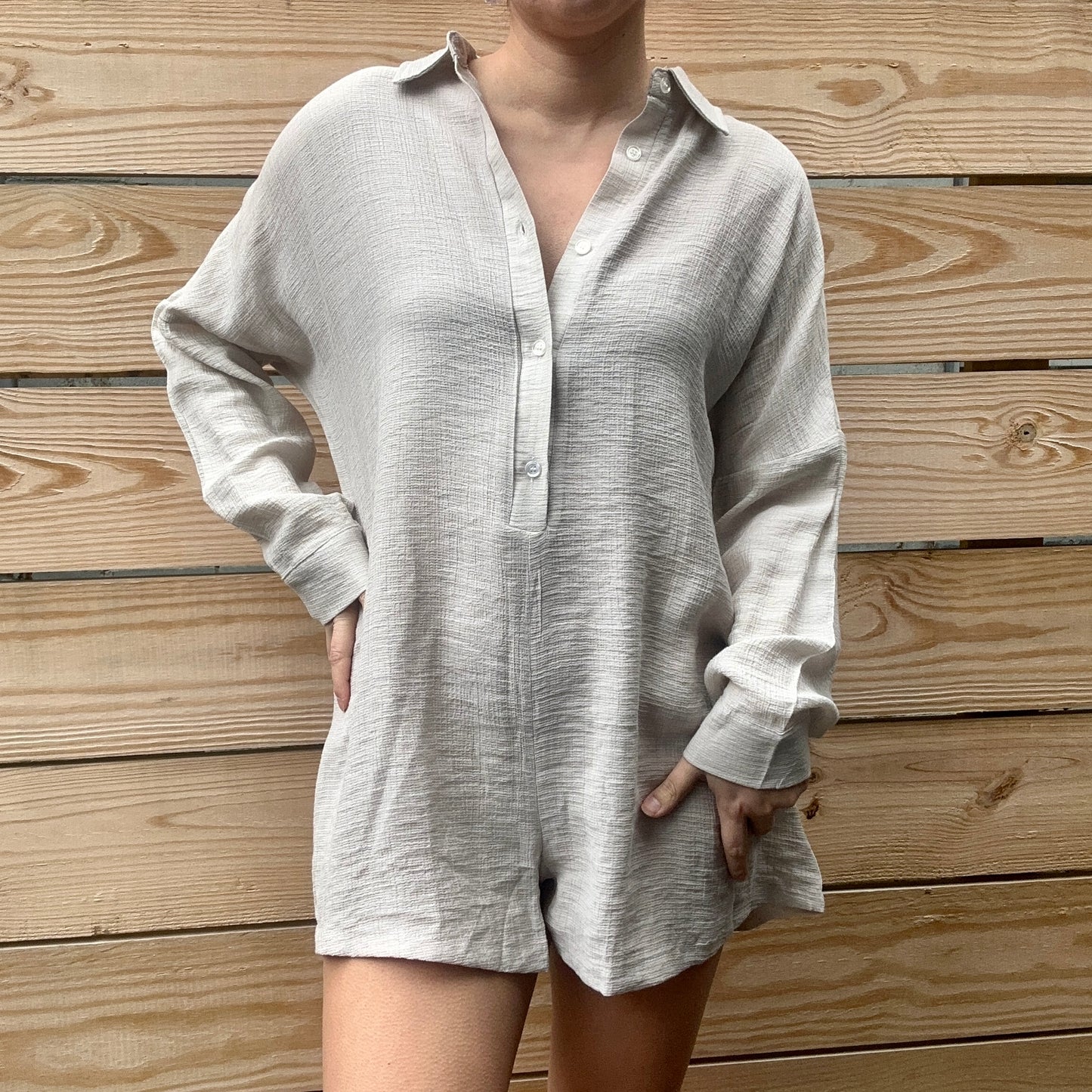 Poppy Long Sleeve Solid Romper