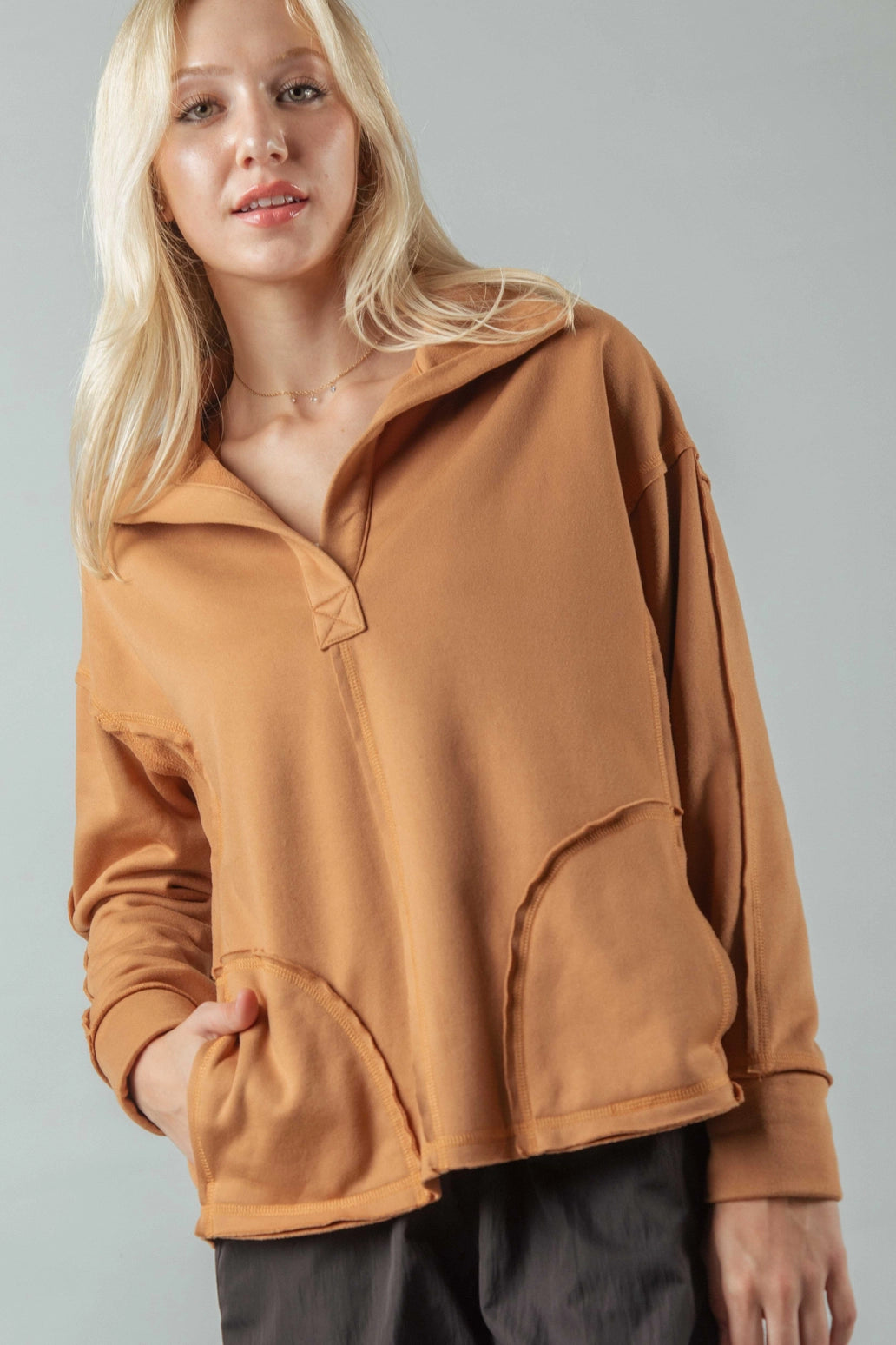 Ruby Oversized Collared Fleece Knit Top