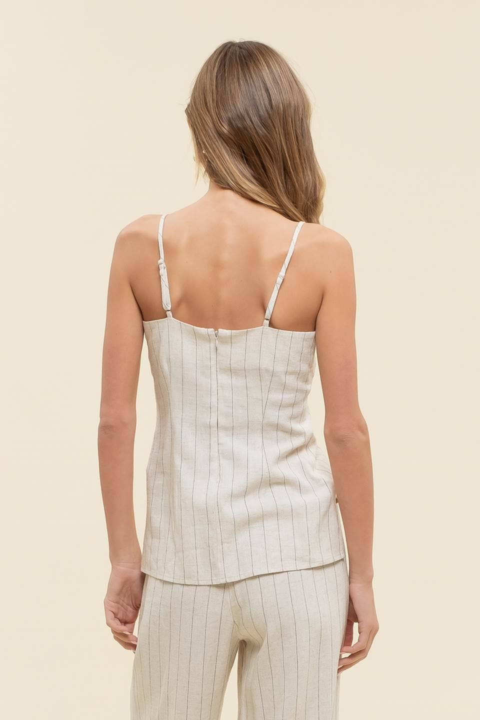 PINSTRIPE LINEN CAMI TOP