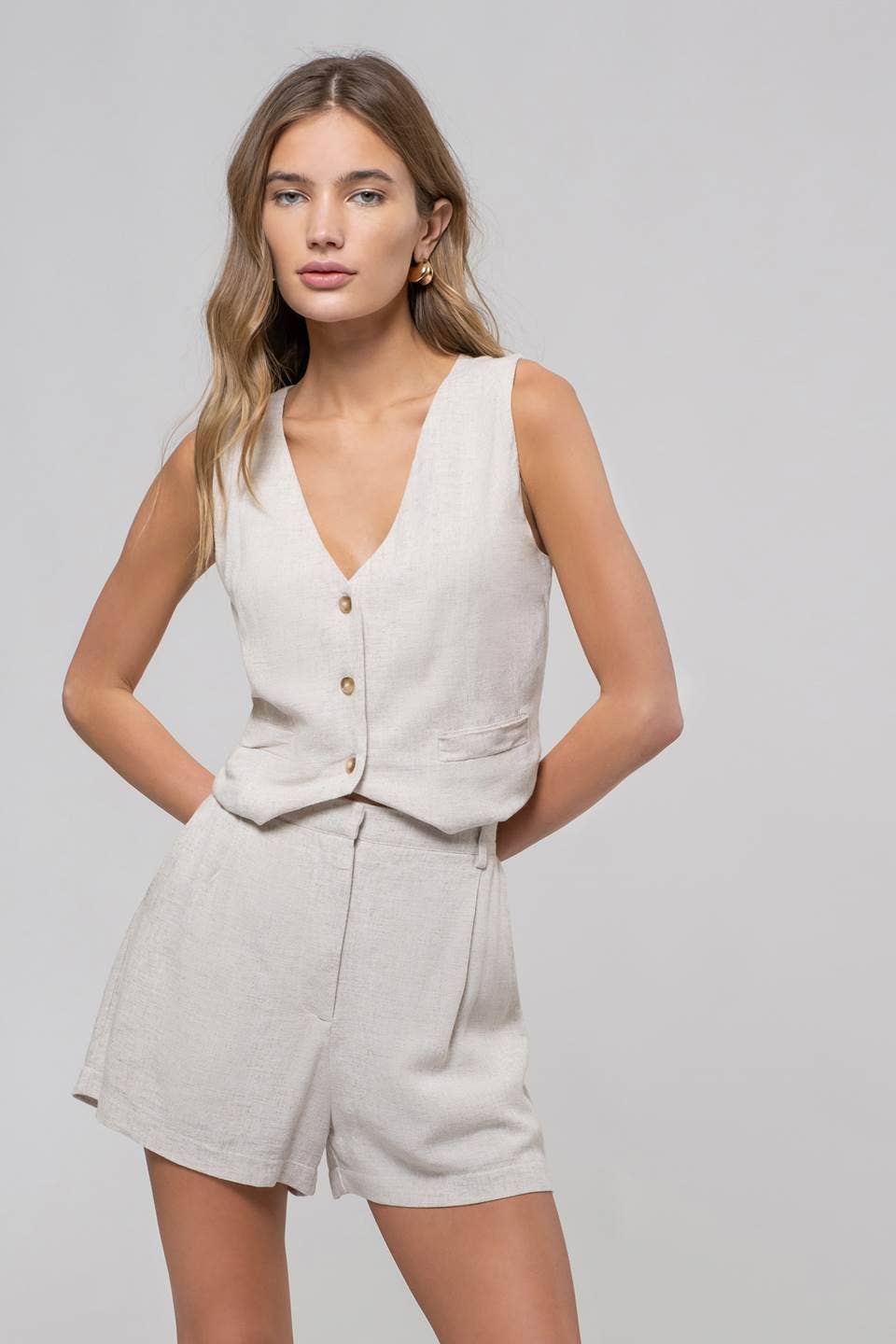 Millie Linen Cropped Vest